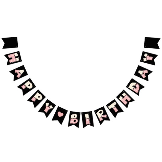 Happy Birthday Rosa Beige バンティングフラッグ (全)