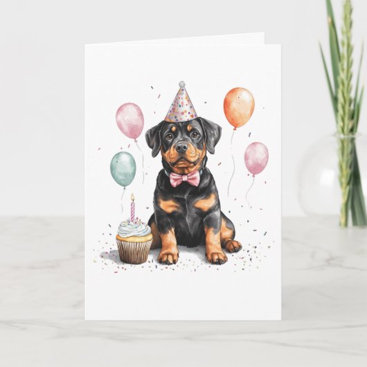 Happy Birthday Rottweiler Dog カード (正面)