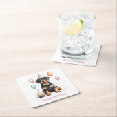 Happy Birthday Rottweiler Dog スクエアペーパーコースター (インサイチュ)