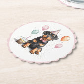 Happy Birthday Rottweiler Dog ペーパーコースター (アングル)