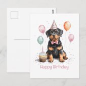 Happy Birthday Rottweiler Dog ポストカード (正面/裏面)
