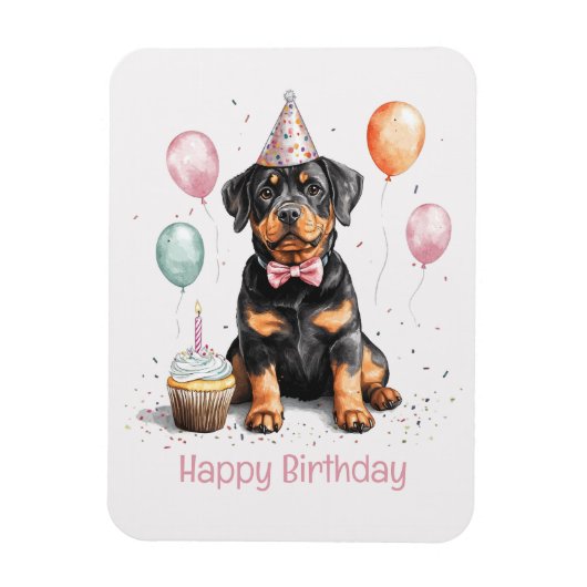 Happy Birthday Rottweiler Dog マグネット (縦)