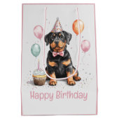 Happy Birthday Rottweiler Dog ミディアムペーパーバッグ (裏面)