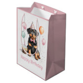 Happy Birthday Rottweiler Dog ミディアムペーパーバッグ (裏面アングル)
