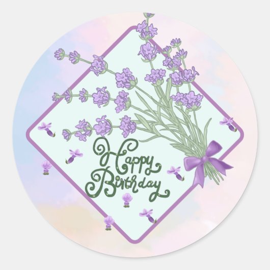 Happy Birthday Runder Aufkleber ラウンドシール (正面)