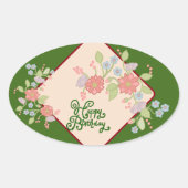 Happy Birthday Runder Aufkleber 楕円形シール (正面)