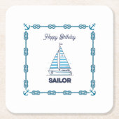 Happy Birthday Sailor スクエアペーパーコースター (正面)