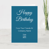 Happy Birthday Script Blue and White Business Logo カード (正面)
