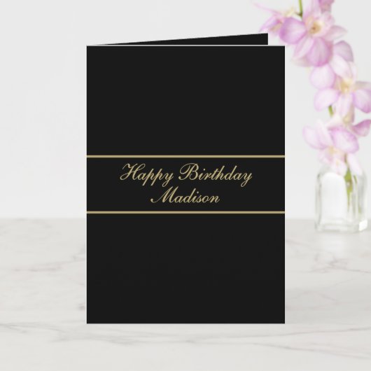 Happy Birthday Script Name Black Gold カード (蘭)