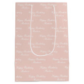 Happy Birthday Script Name Dusty Rose ミディアムペーパーバッグ (裏面)
