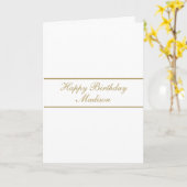 Happy Birthday Script Name White Gold カード (黄色い花)