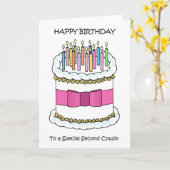 Happy Birthday Second Cousin Cake and Candles カード (黄色い花)