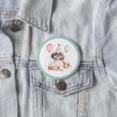 Happy Birthday Shih Tzu Dogs Cupcake 缶バッジ (インサイチュ)