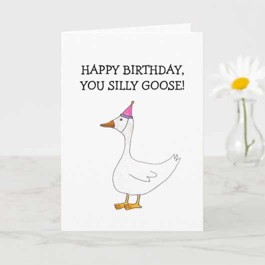 Happy Birthday Silly Goose Card (Blank Inside) カード (小さな植物)
