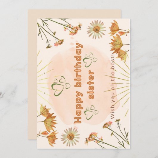 Happy birthday sister greetings 招待状 (正面/裏面)
