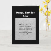 Happy Birthday Son definition of Relax Humor カード (黄色い花)
