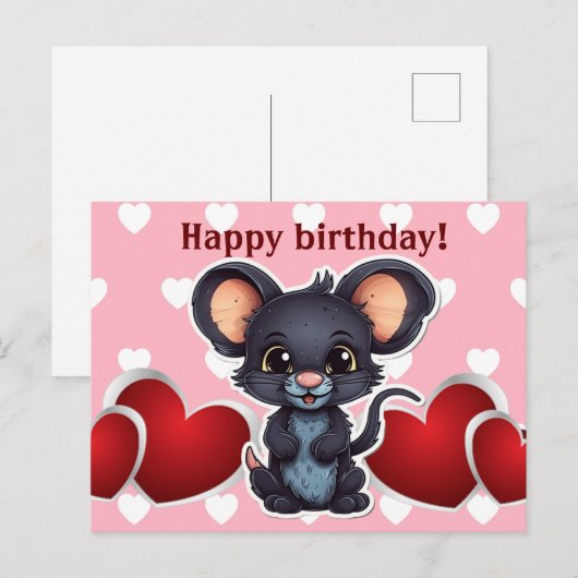 Happy birthday! souris ポストカード (正面/裏面)