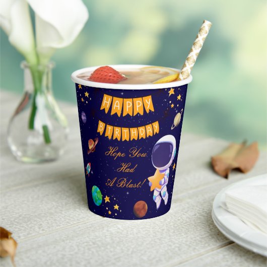 Happy Birthday Space Party Cup | 宇宙飛行士テーマ 紙コップ (インサイチュ)