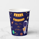 Happy Birthday Space Party Cup | 宇宙飛行士テーマ 紙コップ (正面)
