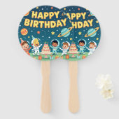 Happy birthday space theme ハンドファン (正面&裏面)
