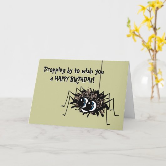 Happy Birthday Spider カード (黄色い花)