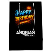 Happy Birthday Splash Design (Custom) ミディアムペーパーバッグ (裏面)