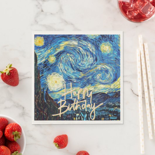 Happy Birthday, Starry Night fine art, スタンダードランチョンナプキン (インサイチュ)
