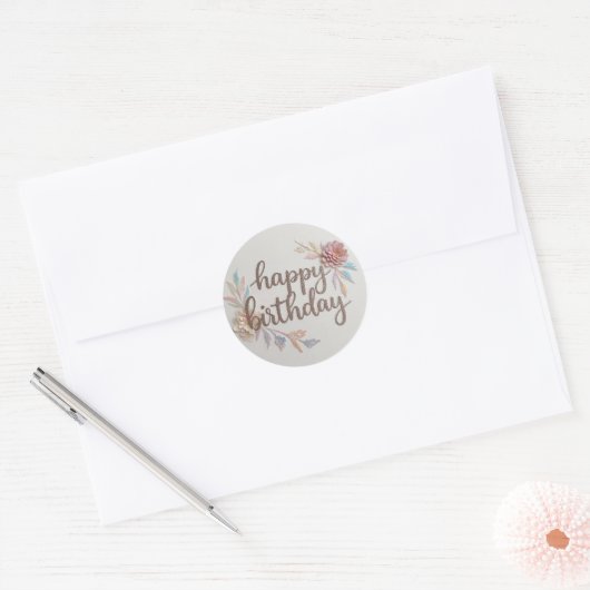 Happy birthday sticker  ラウンドシール (封筒)