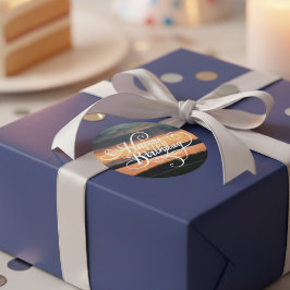 Happy Birthday Sunset ラウンドシール