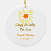 Happy birthday sunshine yellow orange birthday boh セラミックオーナメント (裏面)