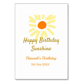 Happy birthday sunshine yellow orange birthday boh テーブルナンバー