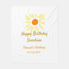 Happy birthday sunshine yellow orange birthday boh フリースブランケット
