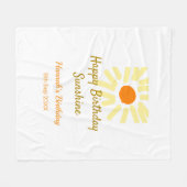Happy birthday sunshine yellow orange birthday boh フリースブランケット (正面(横))