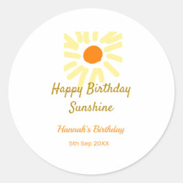 Happy birthday sunshine yellow orange birthday boh ラウンドシール