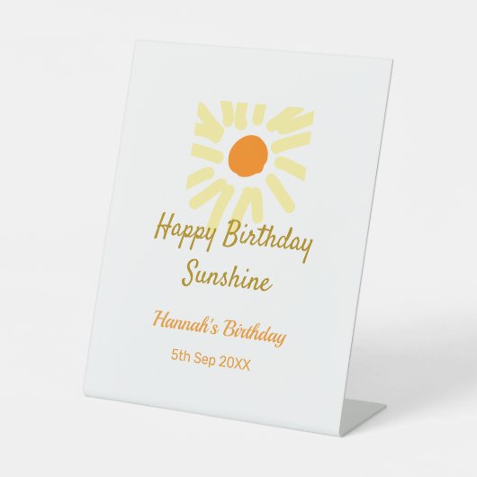 Happy birthday sunshine yellow orange birthday boh 台座サイン (正面)