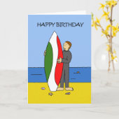 Happy Birthday Surfer Boy カード (黄色い花)