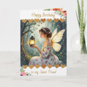 Happy Birthday Sweet Friend | フェアリー テーマ カード (正面)