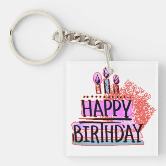 Happy Birthday Tシャツ キーホルダー (正面)