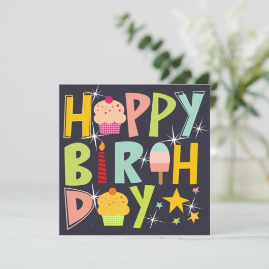 happy birthday T-Shirt Trucker Hat Keychain Magnet (スタンド正面)