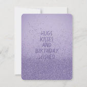 Happy Birthday Tall Cat Purple Sparkles ノートカード (裏面)