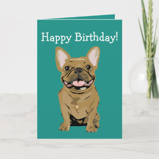 Happy birthday - Tan French Bulldog カード