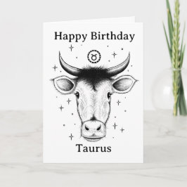 Happy Birthday Taurus Bull 手描き カード