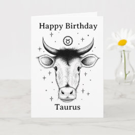 Happy Birthday Taurus Bull 手描き カード