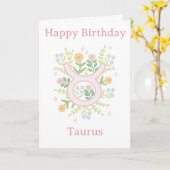 Happy Birthday Taurus Floral Illustration カード (黄色い花)