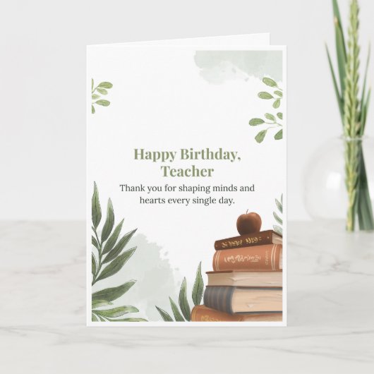 Happy Birthday Teacher Books Apple カード (正面)