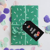  Happy Birthday text and gift boxes images black  ギフトタグ
