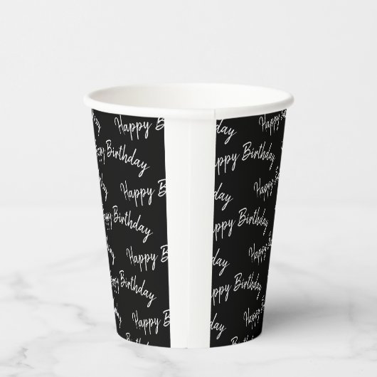 Happy Birthday Text On Black 紙コップ (右)