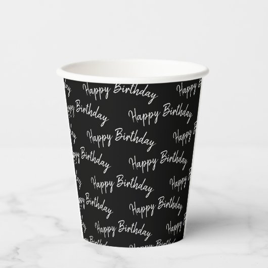 Happy Birthday Text On Black 紙コップ (正面)