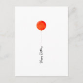 Happy Birthday Text Red Balloon Illustration Card ポストカード (正面)
