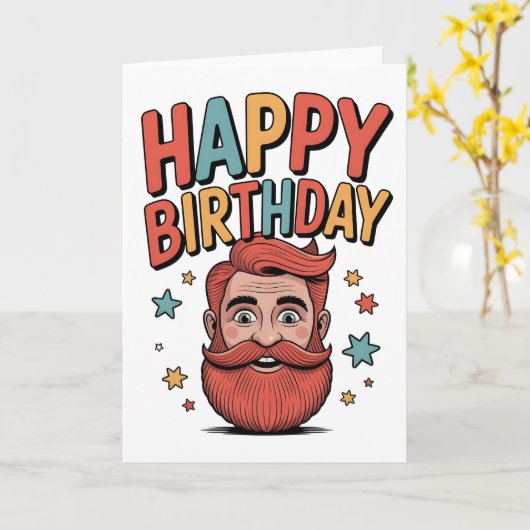 Happy Birthday to a Man With an Excellent Beard カード (黄色い花)